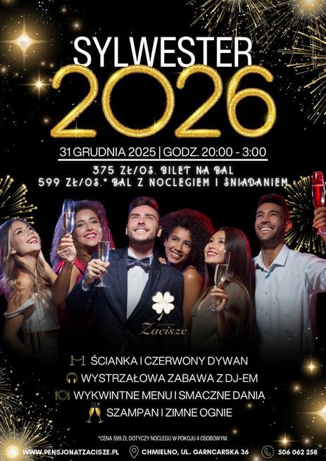 PAKIET POBYTU SYLWESTROWEGO W GOŚCIŃCU ZACISZE W CHMIELNIE