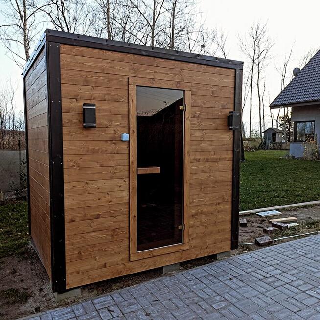 Sauna ogrodowa zewnętrzna, piec na prąd Harvia