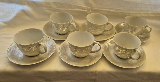 Filiżanki porcelana Włocławek zestaw kawowy 6szt.