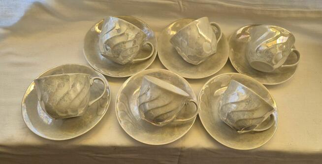 Filiżanki porcelana Włocławek zestaw kawowy 6szt.