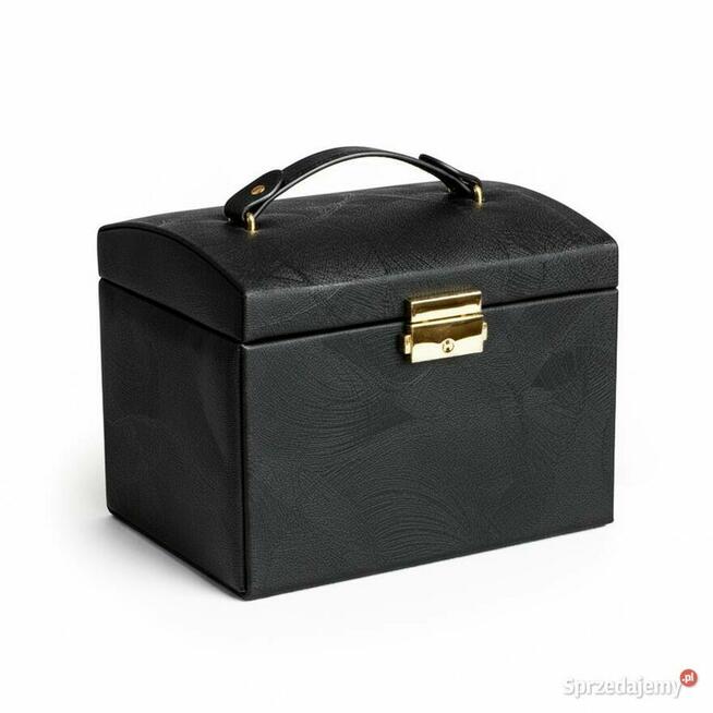 Szkatułka na biżuterię czarna – organizer z lusterkiem