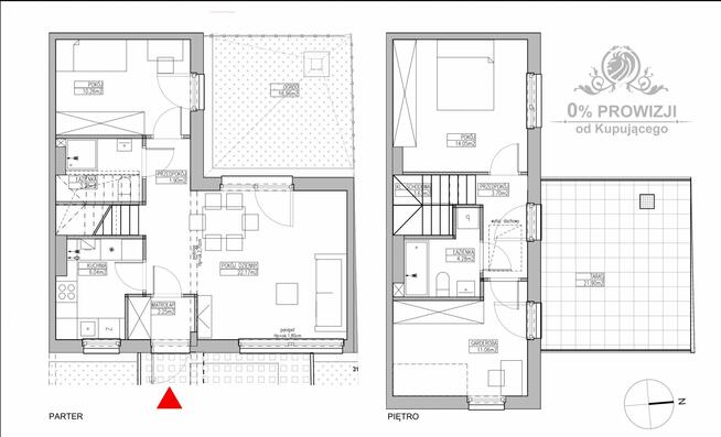 Mieszkanie Atrialne 82,62m2+ogr.16,96m2+ taras21,90m2+mp/ Jagodno