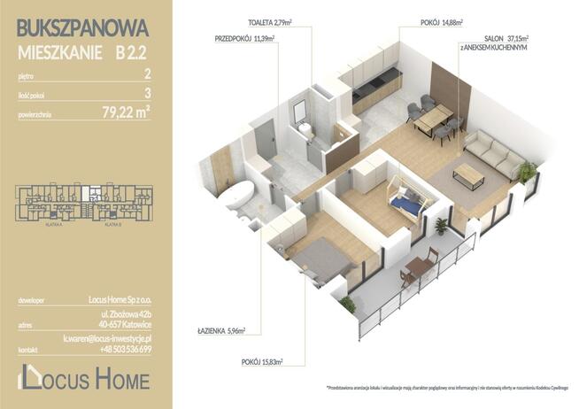 Mieszkanie 3-pokojowe Katowice ulica Bukszpanowa