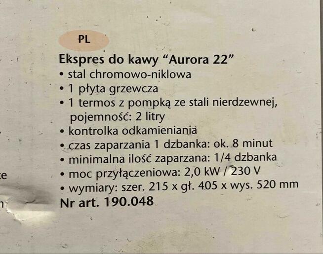 Ekspres do kawy Aurora 22