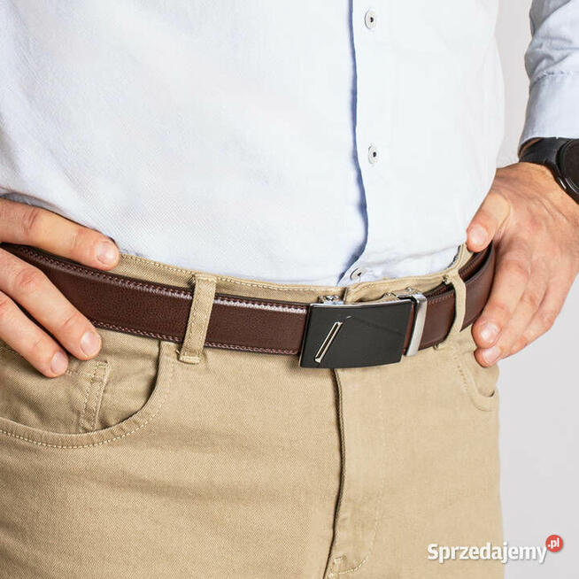 Pasek i portfel na prezent elegancki męski zestaw