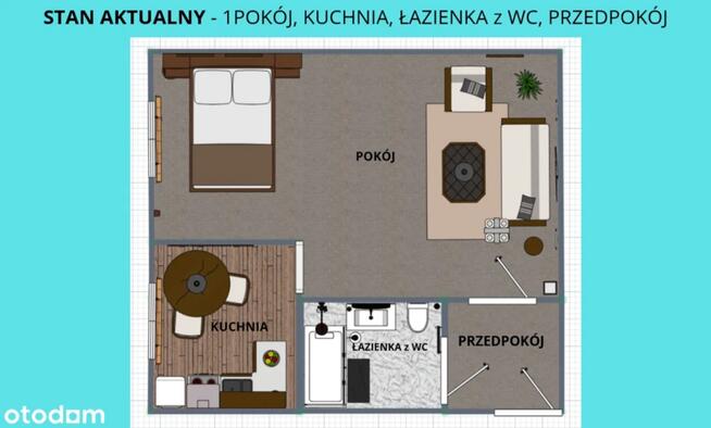 kawalerka 30.95 m² - 3 piętro - CO miejskie