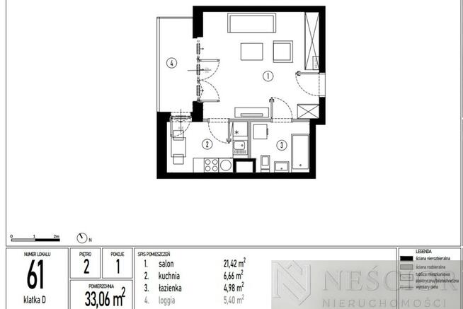 Na sprzedaż mieszkanie 33,06m2 Stan deweloperski
