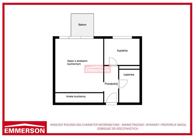 2 pokoje, balkon - 35 m2- ul. Mała Góra