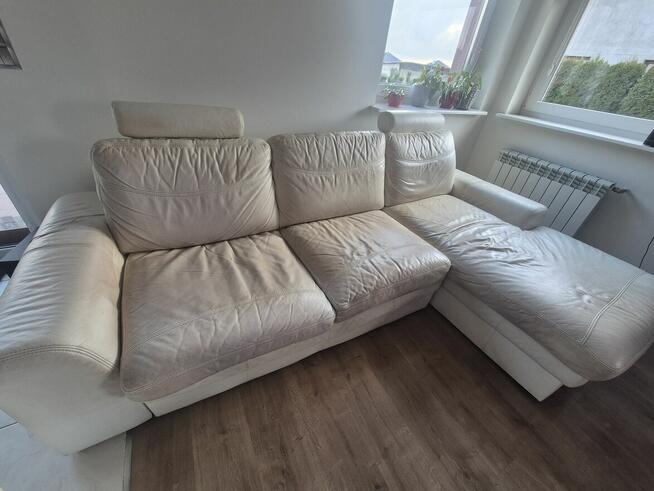 Skórzana sofa biała+fotel