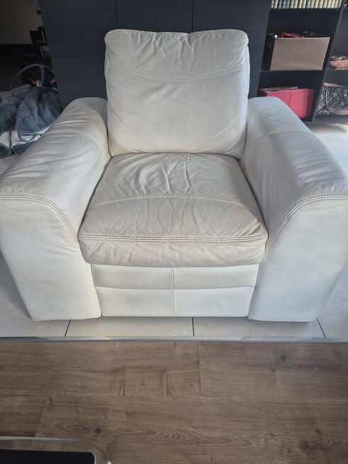 Skórzana sofa biała+fotel