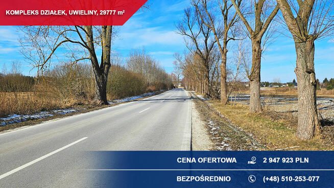Kompleks 21 działek budowlanych 3ha Uwieliny z MPZP!