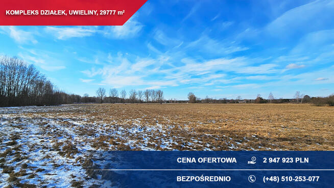 Kompleks 21 działek budowlanych 3ha Uwieliny z MPZP!