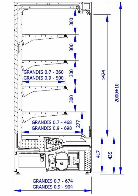 Regał chłodniczy GRANDIS 158 x 68 szafa chłodnicza lada