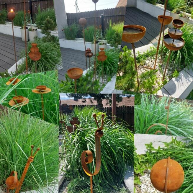 Metalowe ozdoby ogrodowe.