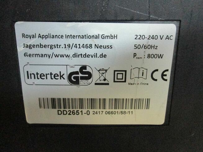 Odkurzacz BEZWORKOWY Dirt Devil 800W - komplet, super stan!