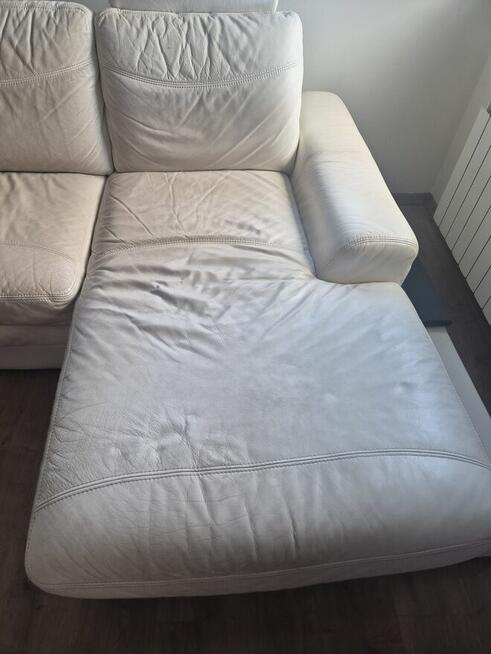 Skórzana sofa biała+fotel