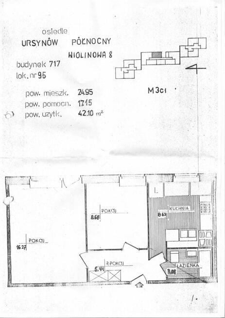 Sprzedam mieszkanie do remontu 42,10m2 przy Metrze Ursynów