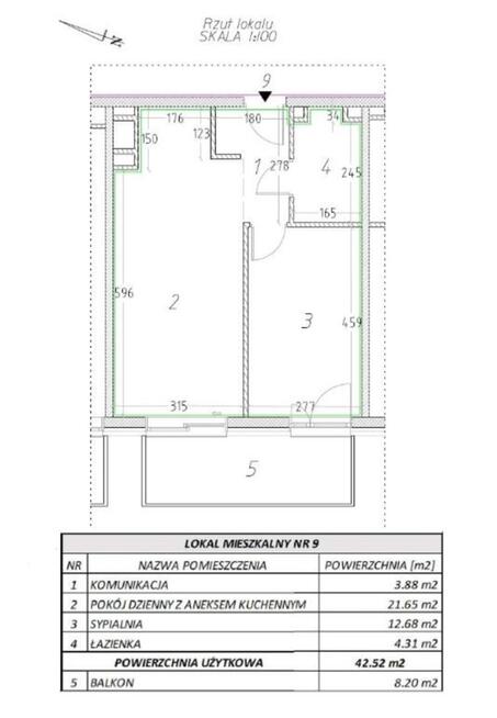 Mieszkanie 2-pok 42,52 m² balkon klima garaż kom