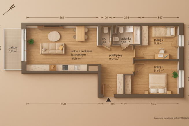 Brynów 3 pokoje odbiór marzec salon 28m