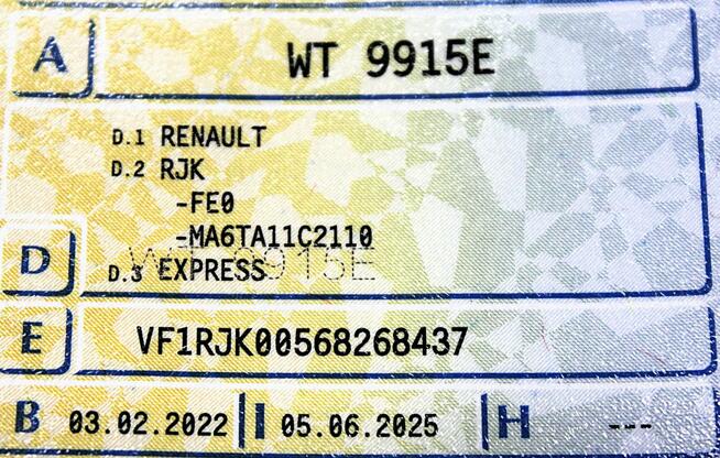 Renault Express Kamera Navi SalonPL FV23% 1.3TCe 102KM Tempomat Rej.2022 Gwarancja 1WŁ