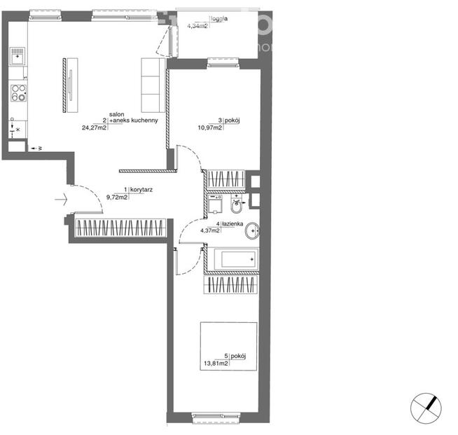 Mieszkanie 3 pokojowe z loggią | Mokotów