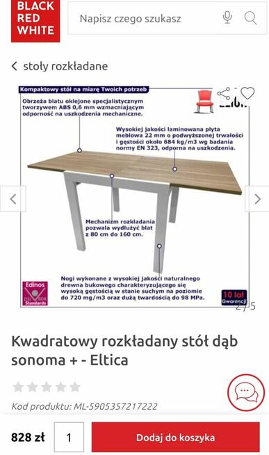 Kwadratowy rozkładany stół dąb sonoma 80x80- 160.