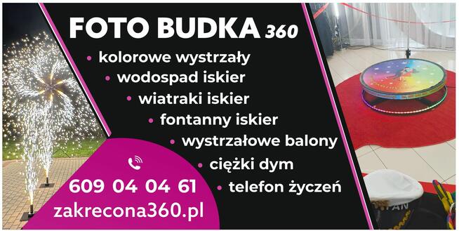 Foto-Budka360, Wiatraki iskier, Fontanny iskier, ciężki dym