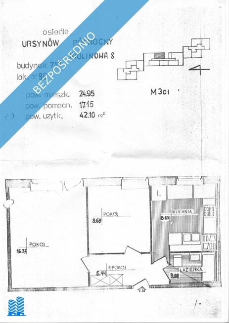 Sprzedam mieszkanie do remontu 42,10m2 przy Metrze Ursynów