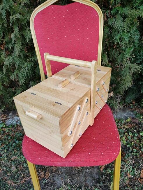 Niciarka Drewniana Z Drewna Kuferek Bambusowy Pudełko Nici