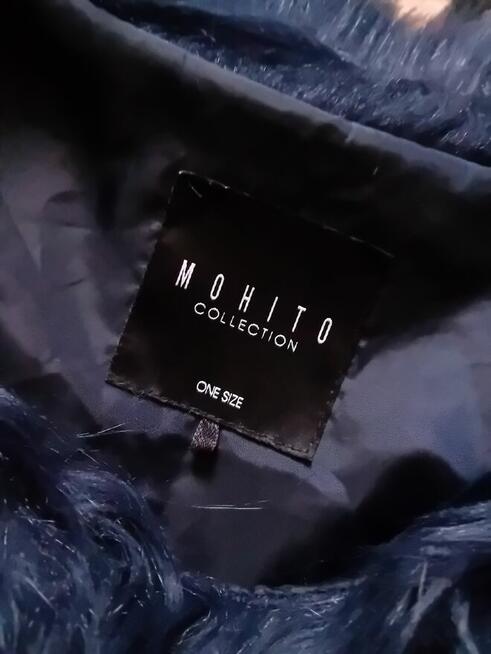 Granatowa kamizelka damska futrzana ciepła zimowa z zapiecie