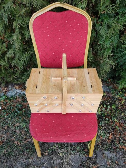 Niciarka Drewniana Z Drewna Kuferek Bambusowy Pudełko Nici