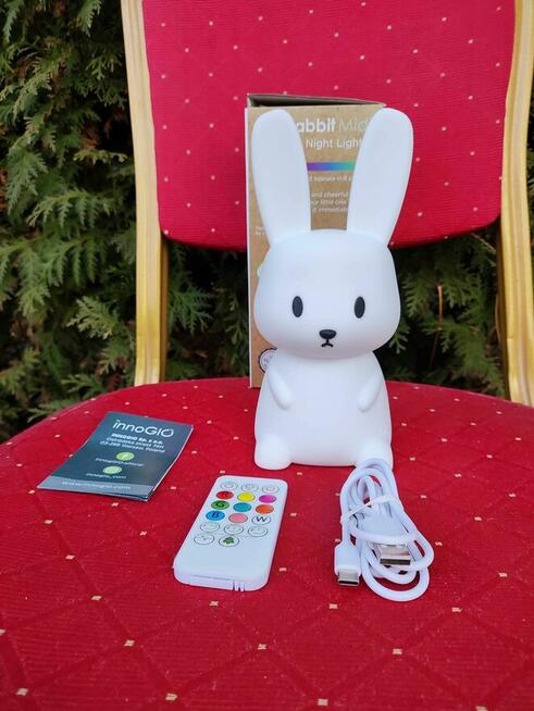 InnoGIO Silikonowa lampka nocna LED królik dla Dziecka Lampa