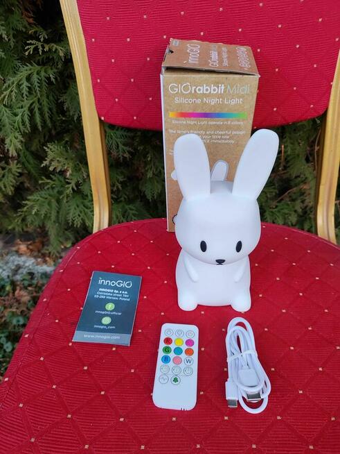 InnoGIO Silikonowa lampka nocna LED królik dla Dziecka Lampa