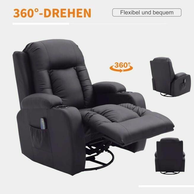 Fotel bujany zmasażem rozkładany do spania