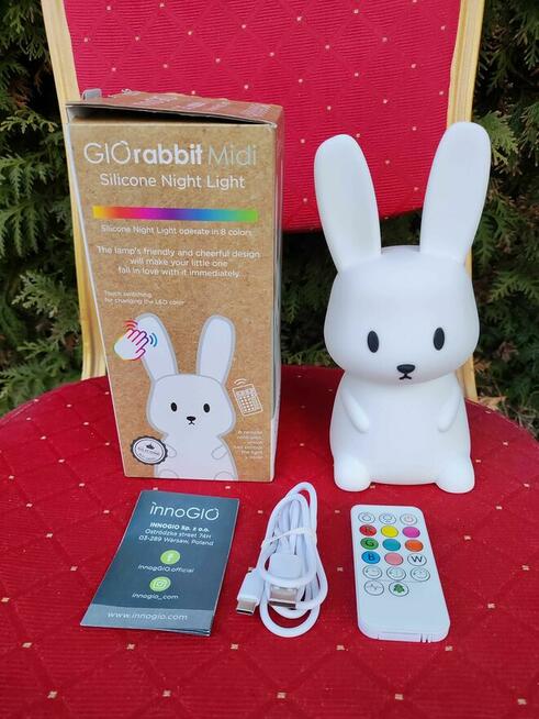 InnoGIO Silikonowa lampka nocna LED królik dla Dziecka Lampa