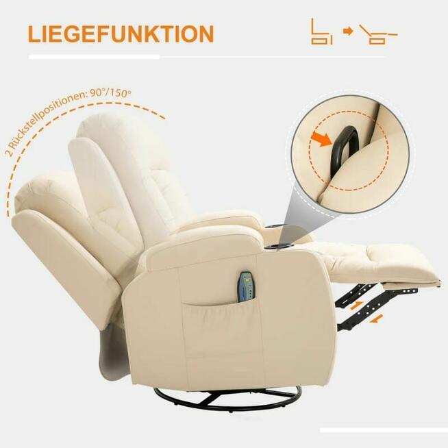 Fotel bujany zmasażem rozkładany do spania