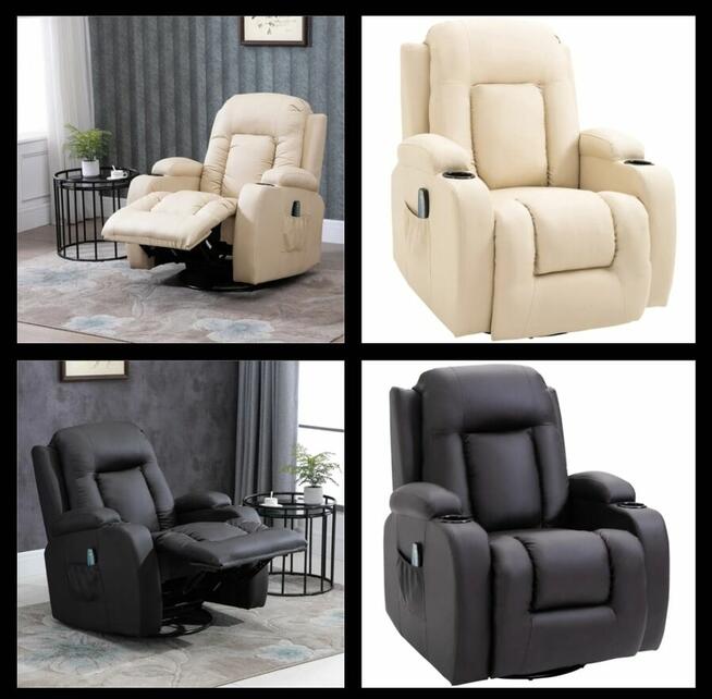 Fotel bujany zmasażem rozkładany do spania