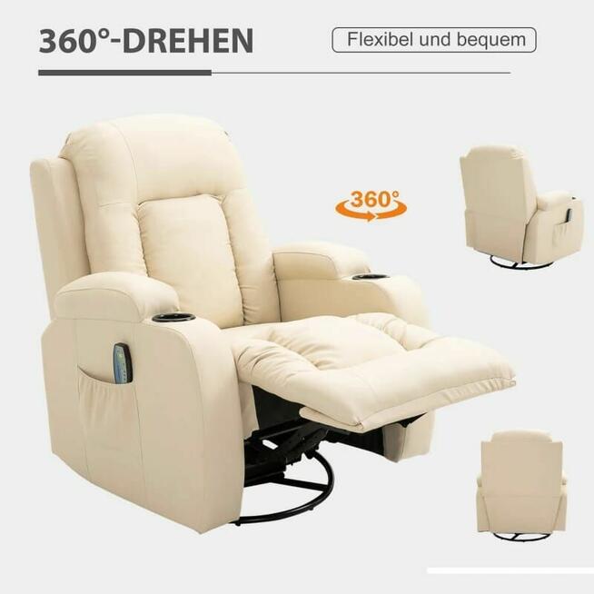 Fotel bujany zmasażem rozkładany do spania