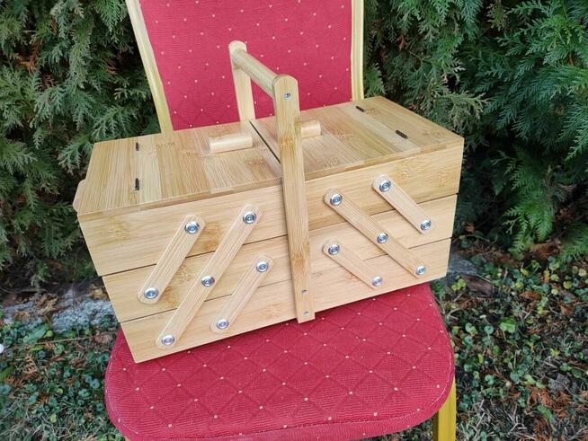 Niciarka Drewniana Z Drewna Kuferek Bambusowy Pudełko Nici