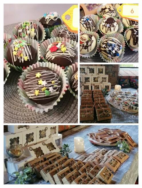 Czekolada dubajska, deserowa, biała, bombki z piankami