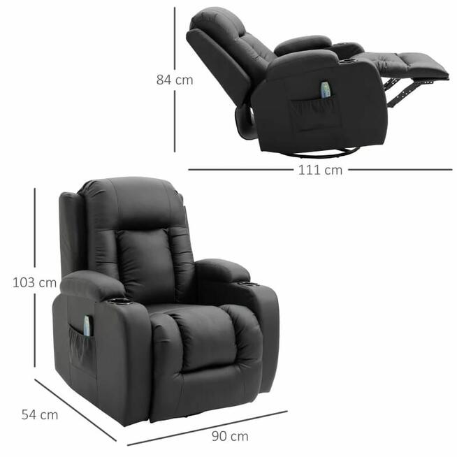 Fotel bujany z masażem rozkładany do spania