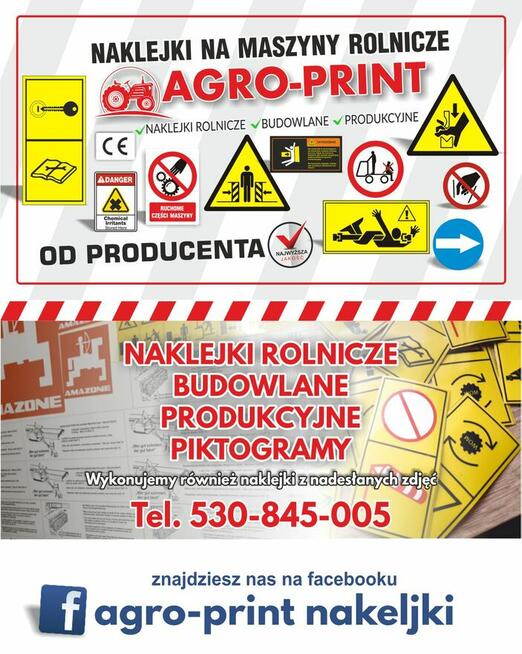 Agro-Print produkcja naklejek naklejki na maszyny rolnicze