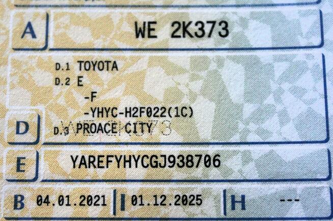 Toyota Proace City 3-Osobowy SalonPL FV23% 1.5 D-4d 102KM Rej.2021 Tempomat Gwarancja