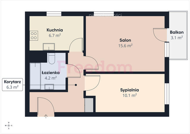 Atrakcyjne, wyposażone, 2 pokoje, 44 m Okazja