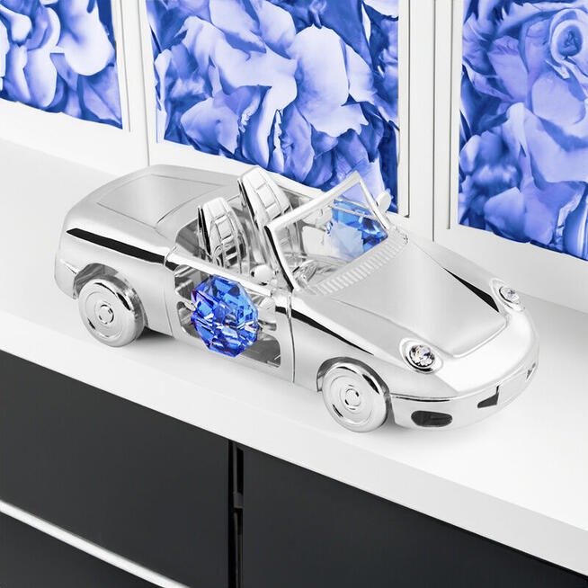 Srebrne Auto Niebieskie - pamiątka na chrzest, roczek