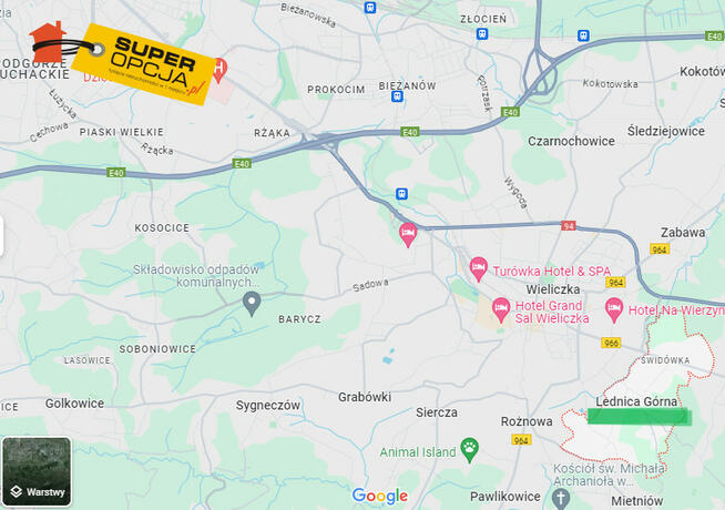 Działka budowlana Lednica Górna gm. Wieliczka,