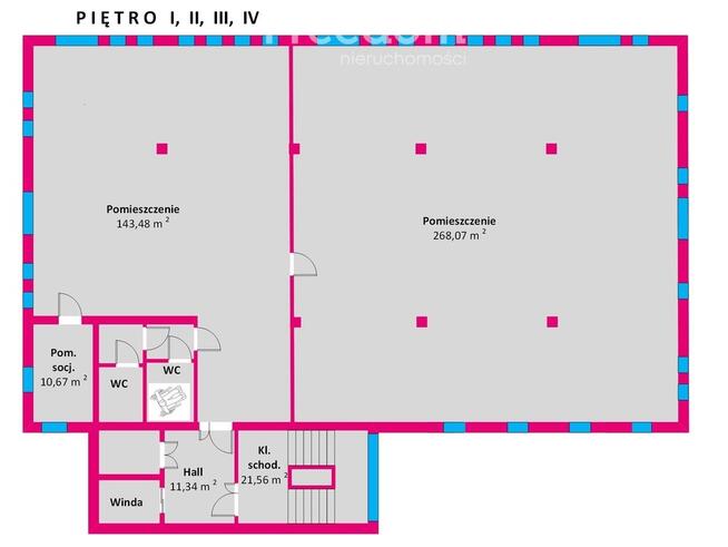 Do wynajęcia biurowiec 2340 m² ul. Mieszka I