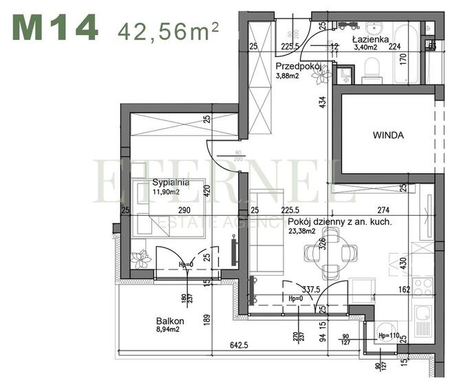 Cudowne mieszkanie 2-pokojowe 42,56m2 Czyżyny