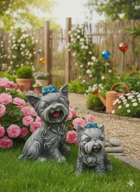 Piesek gipsowy Labrador dekoracja ogrodowa pies z gipsu