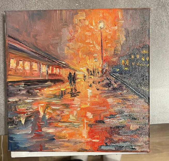 Obraz 20×20 „Deszczowe Światła Miasta”
